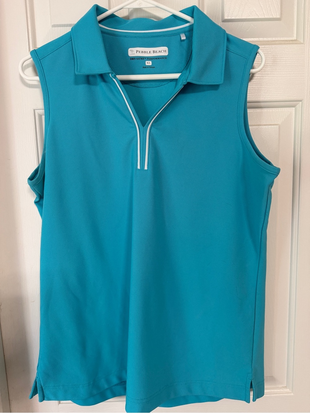 Pebble Beach Women's Sleeveless Zip Polo - Turquoise Blue